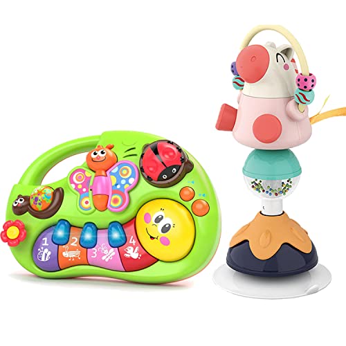 Interactive Baby High Chair Toys with Suction Cup & Light-Up Piano - Early Learning Toys for Infants 6-24 Months - Perfect Toddler Gifts for 1-3 Year Old Boys & Girls - Great for Mealtime, Playtime & Developmental Activities