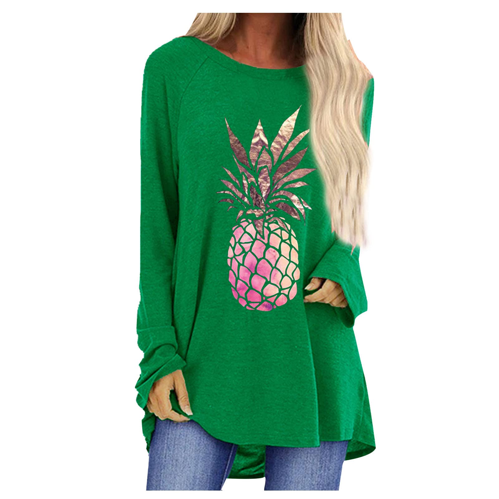 2022 Women's Long Sleeve T-Shirts - Casual Loose Blouses & Fashion Print Sweaters for Everyday Wear, Work, and Outfits | Comfortable Pullover Tee Tops for Fall & Winter Seasons