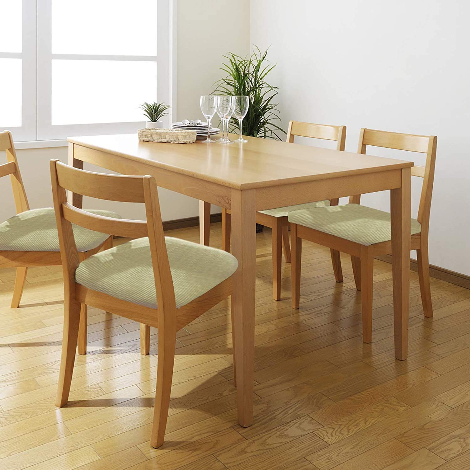 Yikko Elastic Stretch Dining Room Chair Covers - Super Fit Anti-Dust Spandex Slipcovers (15-20 Inch Seat Size) | Washable & Removable Kitchen Chair Protector for Home, Office & Restaurant Use (Beige)
