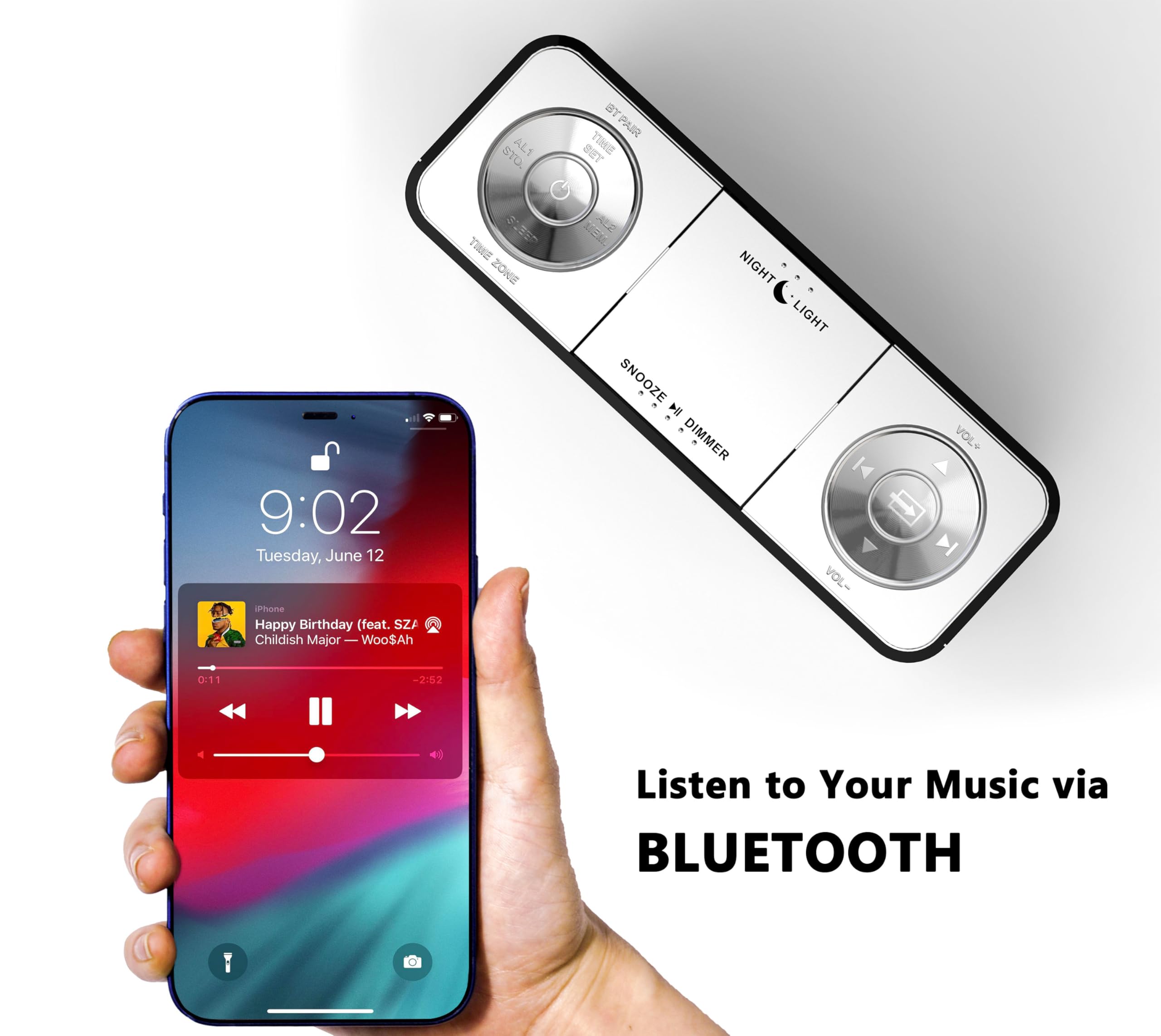 iTOMA Smart Alarm Clock Radio with APP Control - Large LED Display, FM Radio, Dual Alarms, 2 USB Charging Ports, Night Light, Auto/Manual Dimmer, Snooze & Sleep Timer - Perfect for Bedroom, Office, Travel (Model 507)