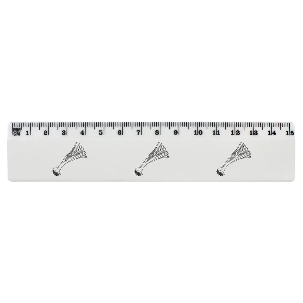 Azeeda 15cm (6 Inch) White Plastic Ruler with Spring Onions Design - School, Office & Craft Supplies for Students, Teachers & Artists (RL00066873)