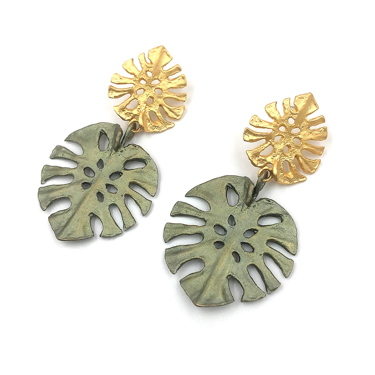 Monstera Leaf Large Post Earrings for Women - Boho Tropical Plant Jewelry #3579 | Perfect for Summer Outfits, Beach Vacations & Boho Fashion