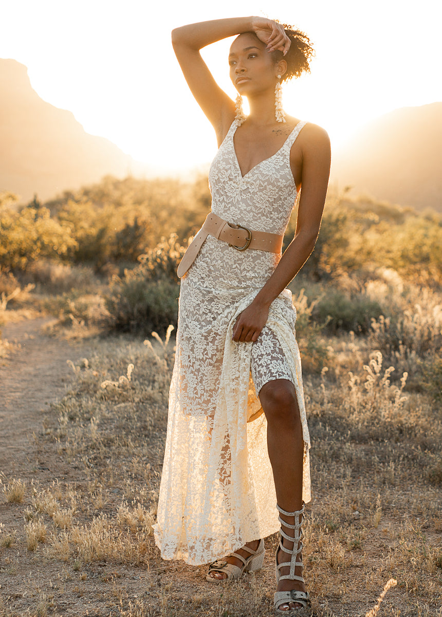 Elegant Carmel Slip Dress in Turtledove - Perfect for Date Nights, Weddings & Special Occasions