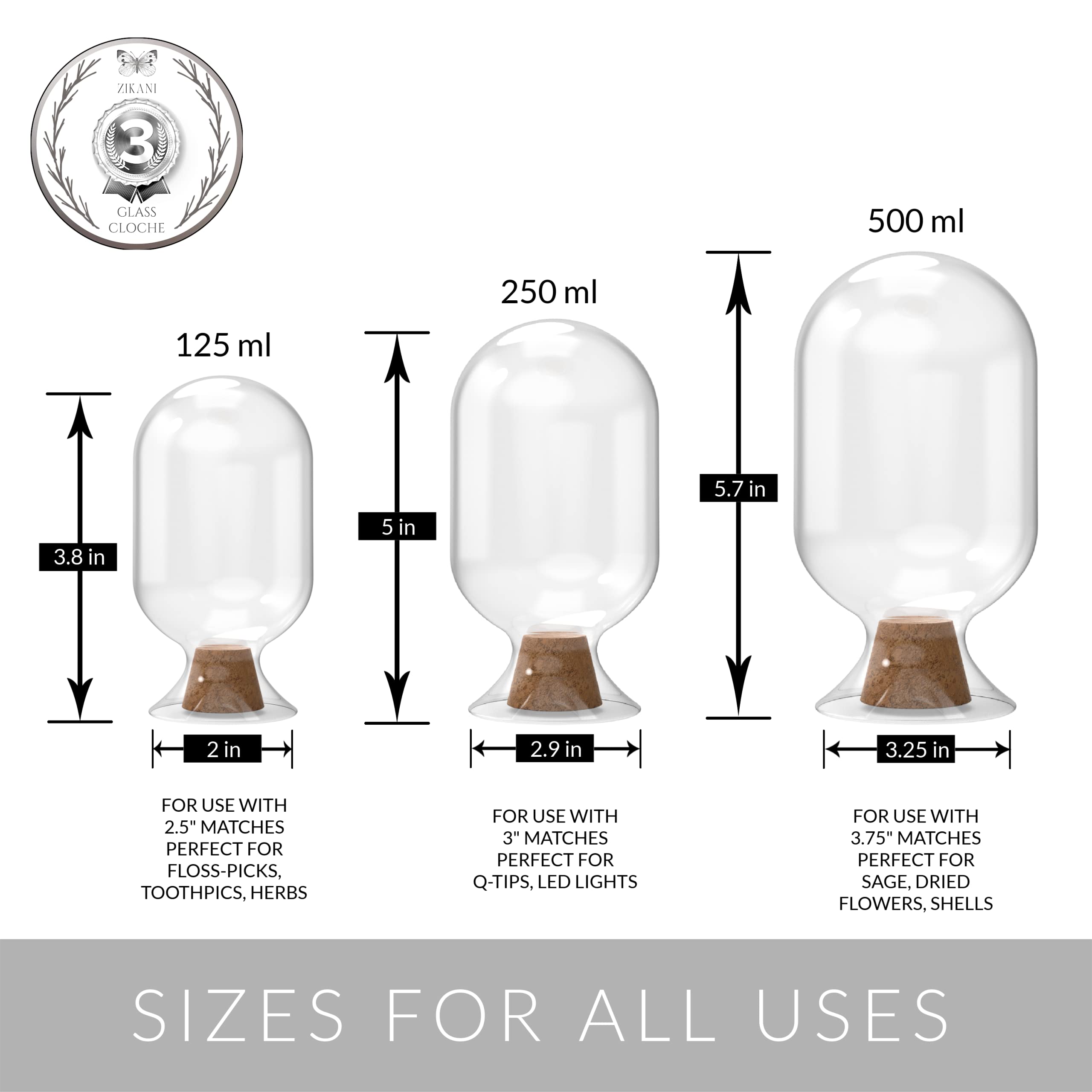 Atzi Glass Match Holder with Striker - Decorative Home Gift for Kitchen, Dining & Shabbat