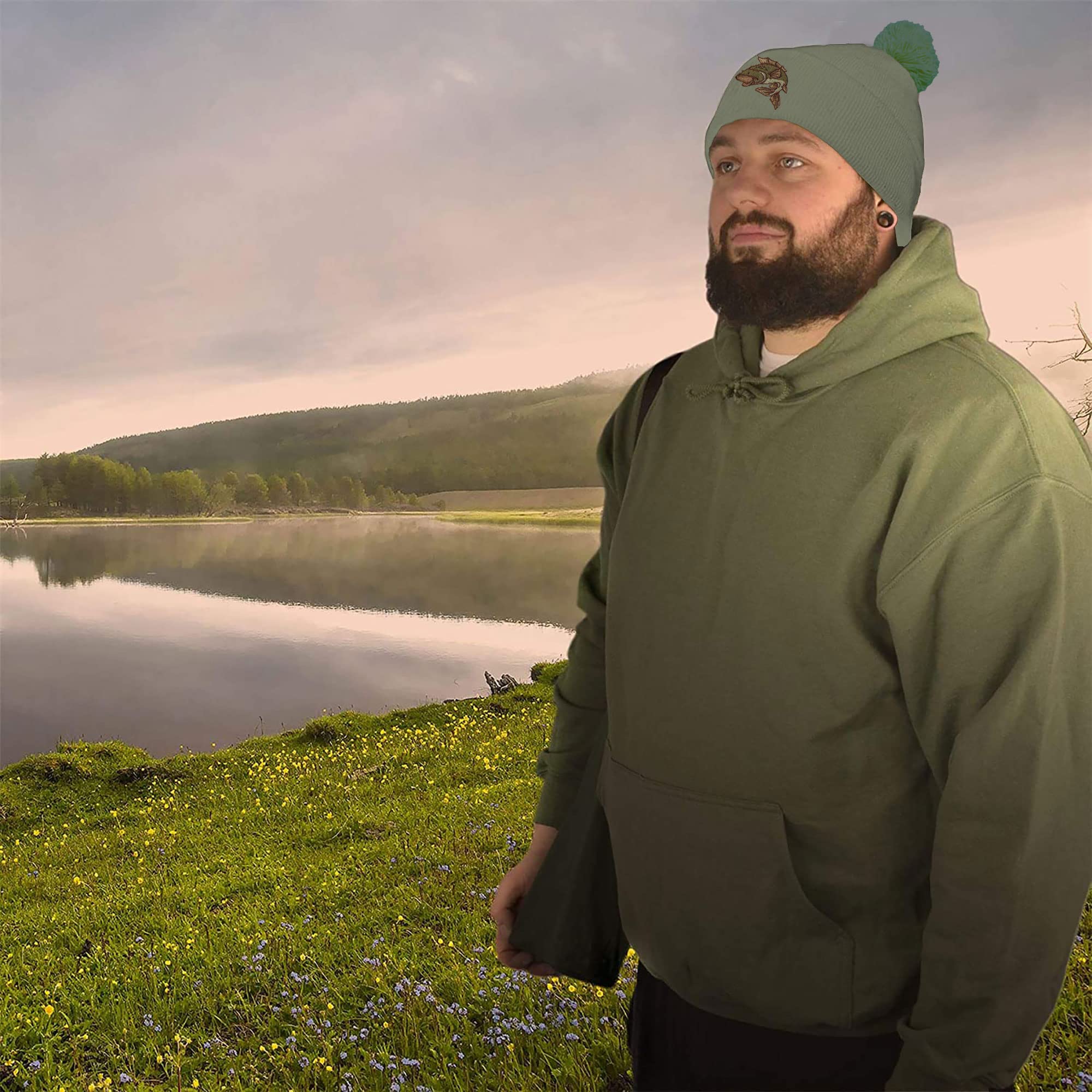 Bang Tidy Fishing Beanie Hat for Men - Warm Knit Cap with Embroidered Carp Design - Perfect Gift for Anglers & Outdoor Enthusiasts - Ideal for Fishing, Hunting & Winter Activities