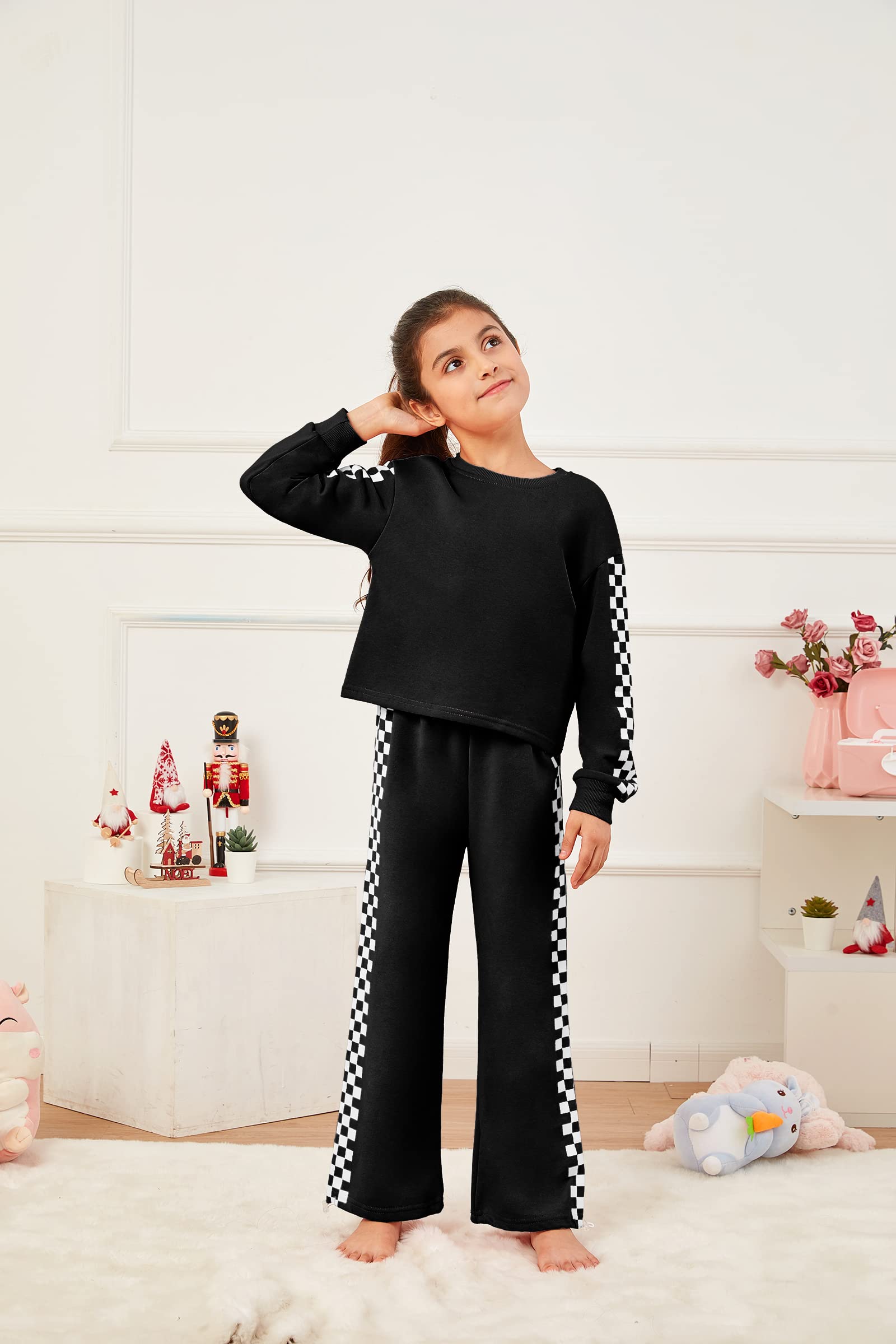 YOBECHO Girls 2-Piece Long Sleeve Sweatshirt & Sweatpants Set - Fashion Kids Outfit for Ages 5-14 | Cozy Playdate & School Wear
