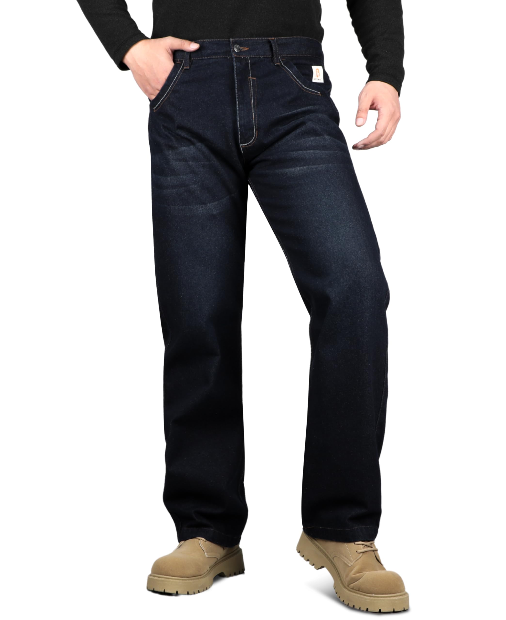 BOCOMAL FR Pants for Men - Flame Resistant Work Jeans 14oz Heavy Duty Washed Denim | Durable Safety Workwear for Construction, Welding & Industrial Jobs