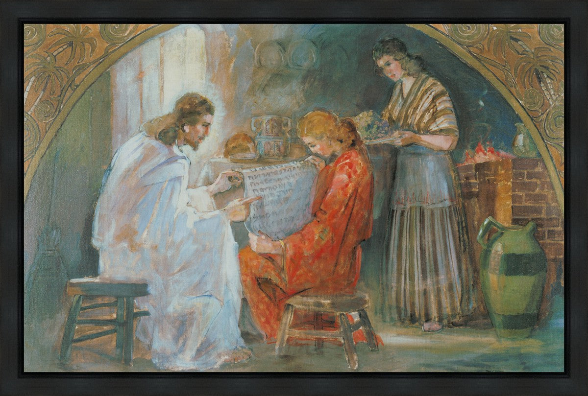 Jesus Christ with Mary and Martha - Religious Christian Art Print - Gallery Wrap Canvas for Home Decor, Church, and Prayer Room
