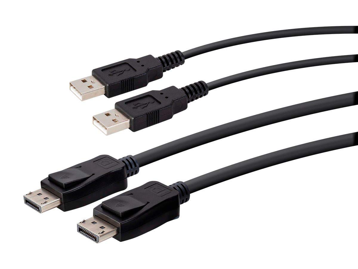 Monoprice 2-Port USB DisplayPort KVM Switch - 4K@30Hz Resolution, Remote Port Selector, Supports Mic & Audio - Perfect for Home Office & Multi-Computer Setup