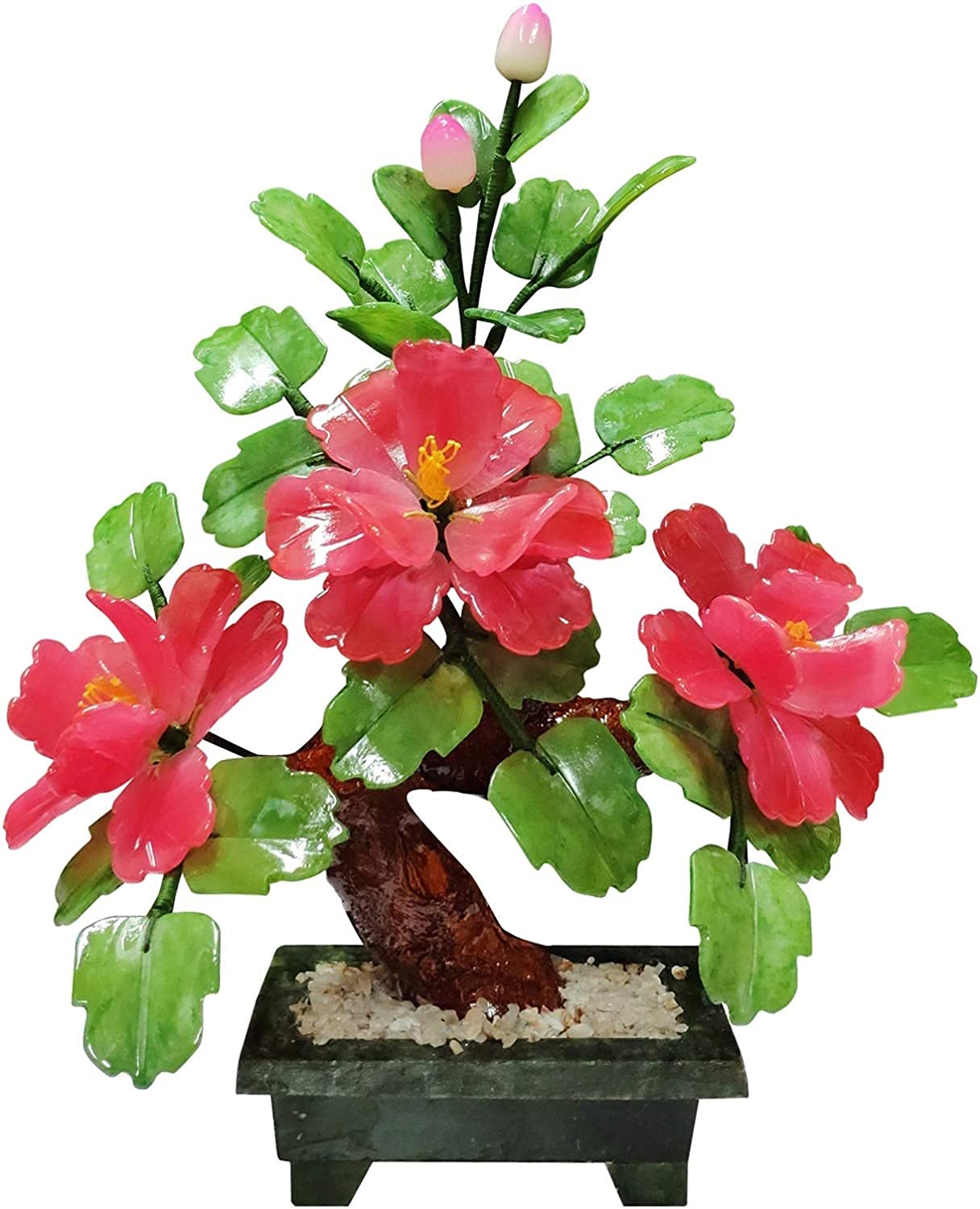 Artificial Bonsai Peony Flower - Faux Potted Plant for Home & Office Decor - Realistic Simulation Bonsai Tree for Desk Display - Perfect for Living Room, Bedroom, or Office Desk Decoration (Red)