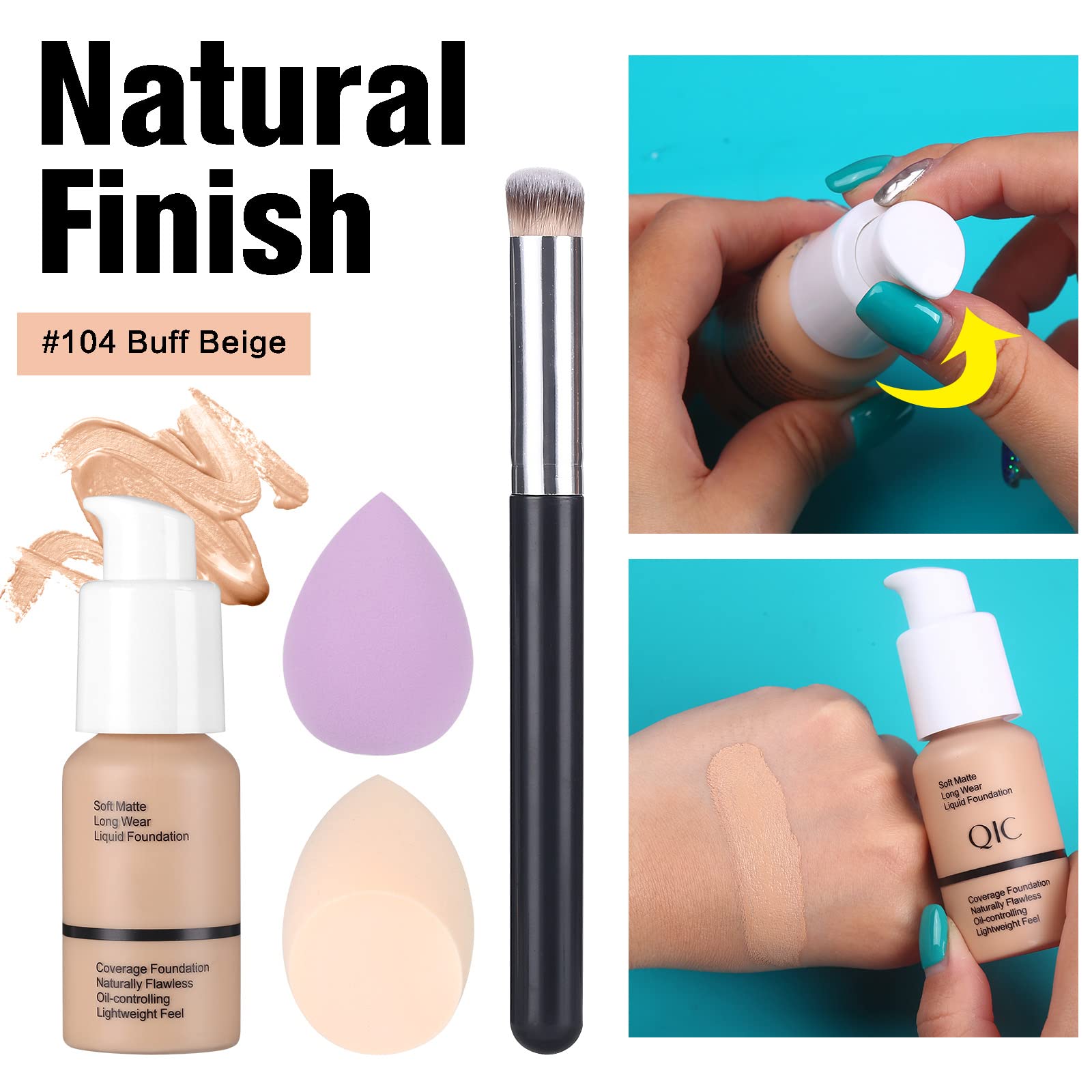 39 Colors Nude & Smokey Eyeshadow Palette Makeup Set - Complete Kit with Liquid Foundation, Concealer Brush, Mascara, Eyeliner, Matte Lipstick, Eyebrow Gel & Sponges | Perfect for Daily Makeup, Party Looks & Gift Giving