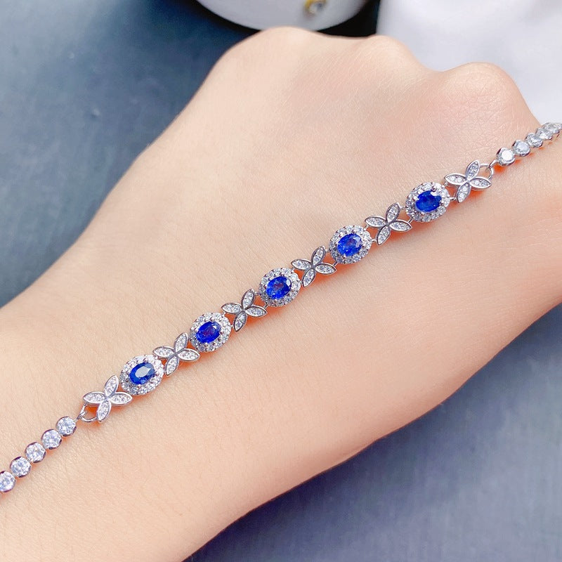 FME B160 Sapphire Chain Bracelet - Elegant Gemini Birthstone Jewelry for Women | Perfect Gift for Birthday, Anniversary & Special Occasions