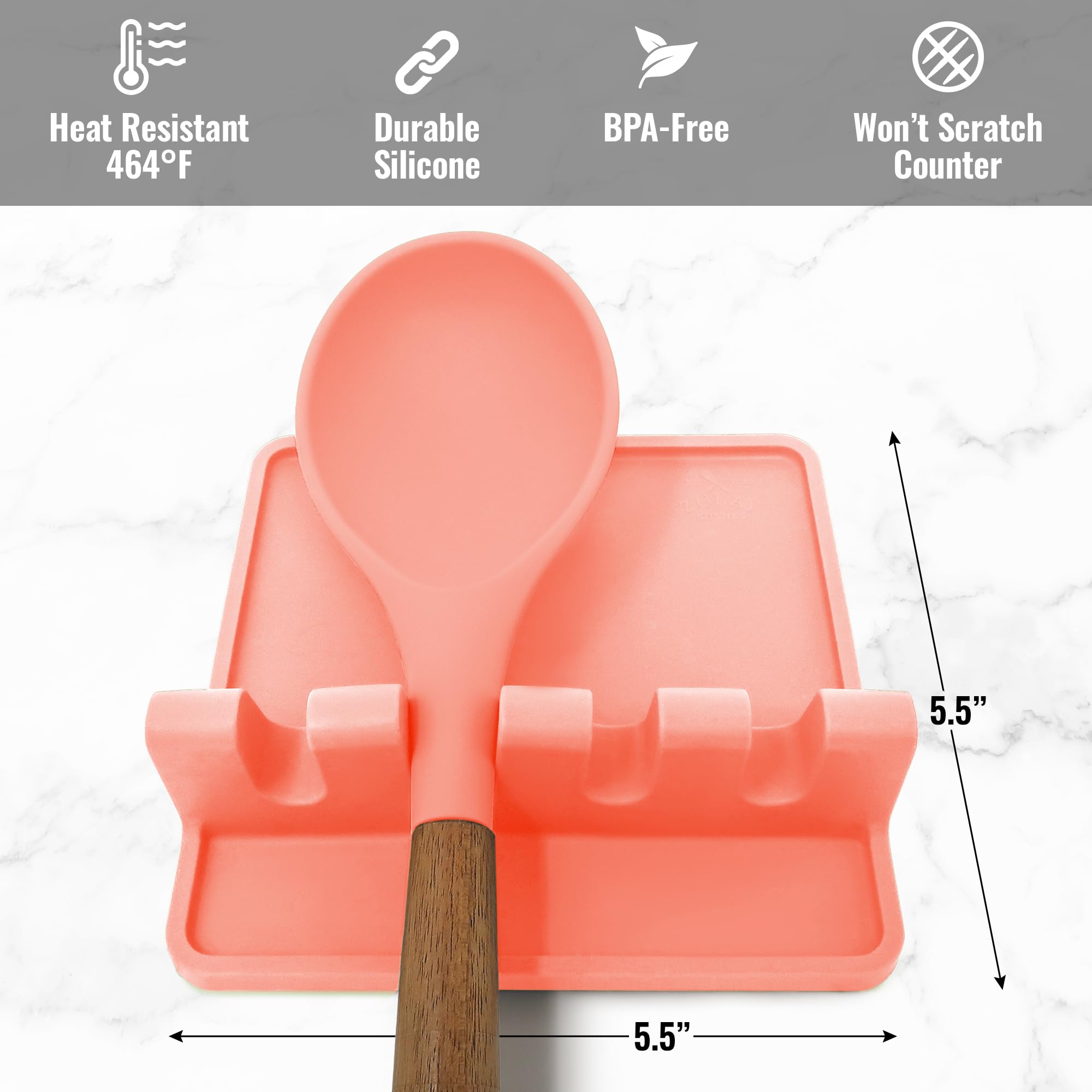 Zulay Silicone Utensil Rest - Heat-Resistant Spoon Holder for Stove Top - BPA-Free Kitchen Tool Organizer for Cooking