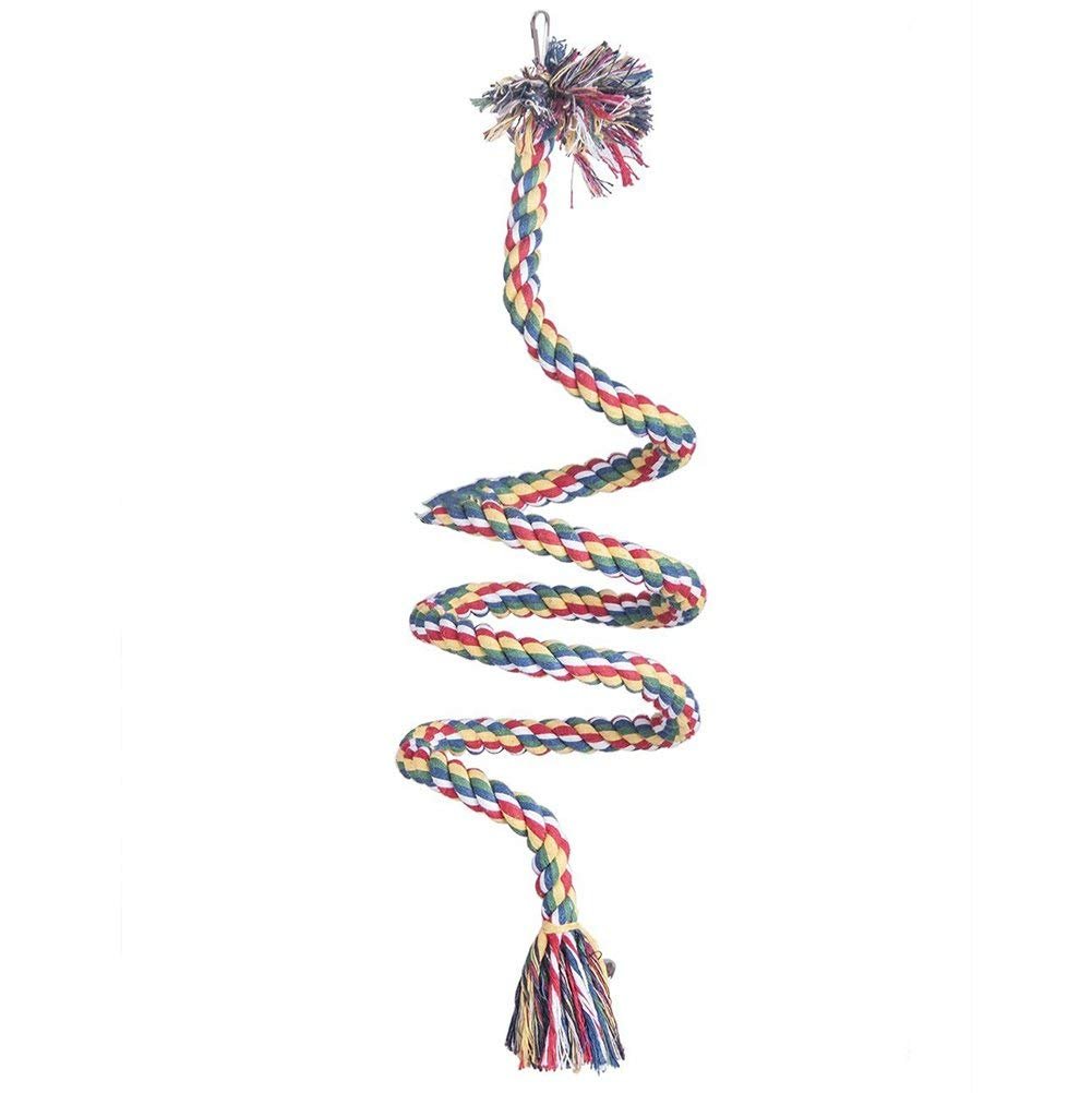 Litewoo 59-Inch Cotton Rope Bird Perch Swing with Bells - Chew Toy for Parrots, African Greys, Macaws, Cockatoos, Amazon & Eclectus - Cage Accessory for Climbing, Playing & Relaxing - Perfect for Bird Exercise & Enrichment