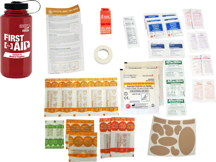 Adventure Medical Adventure First Aid Bottle 32oz - Compact & Waterproof Emergency Kit for Hiking, Camping, and Outdoor Activities