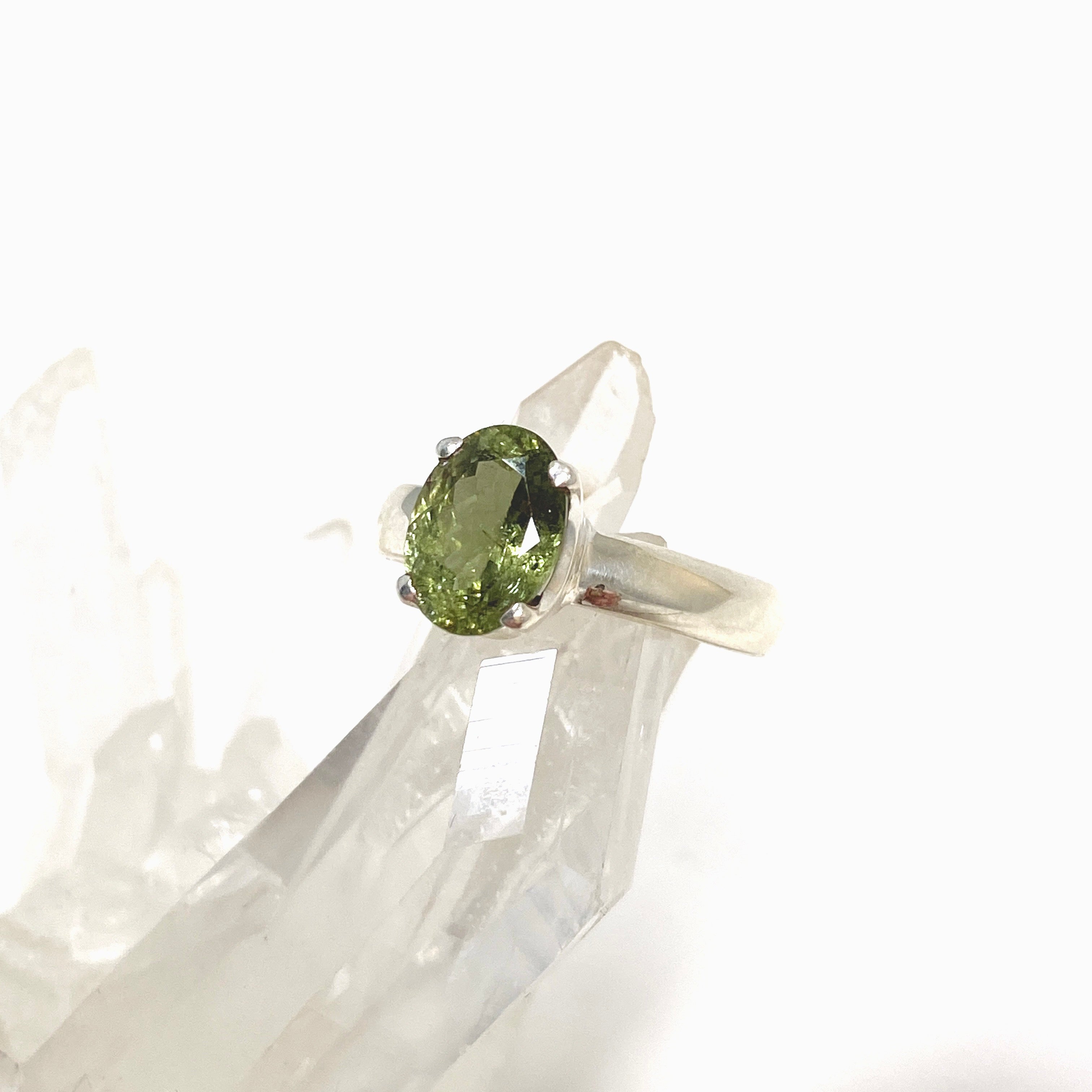 Green Tourmaline Oval Faceted Ring Size 6.5 PRGJ543 - Elegant Gemstone Jewelry for Women, Perfect for Weddings, Parties & Special Occasions