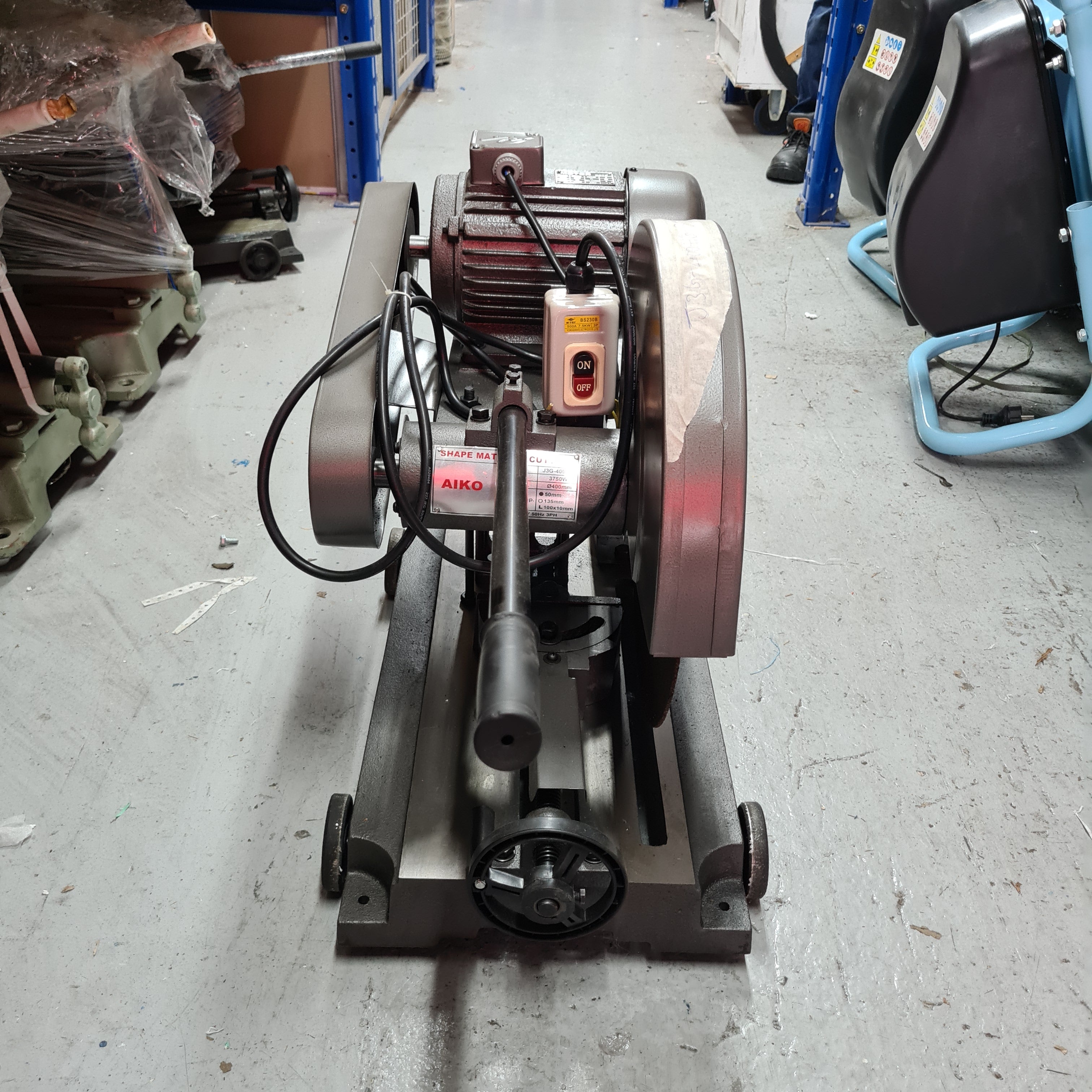 Aiko J3G 400HG 16-Inch 4HP 3-Phase Belt Cutting Machine - With/Without Motor Option - Industrial Metal & Wood Cutting for Workshops & Factories