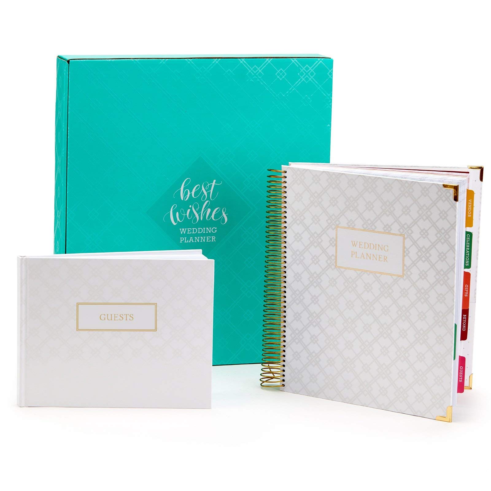 Premium Wedding Planner Gift Set for Bride to Be - 9x11 Hardcover Organizer with Guest Book, Stickers, Bookmark & More (Gold) | Perfect Bridal Shower, Engagement & Wedding Planning Gift
