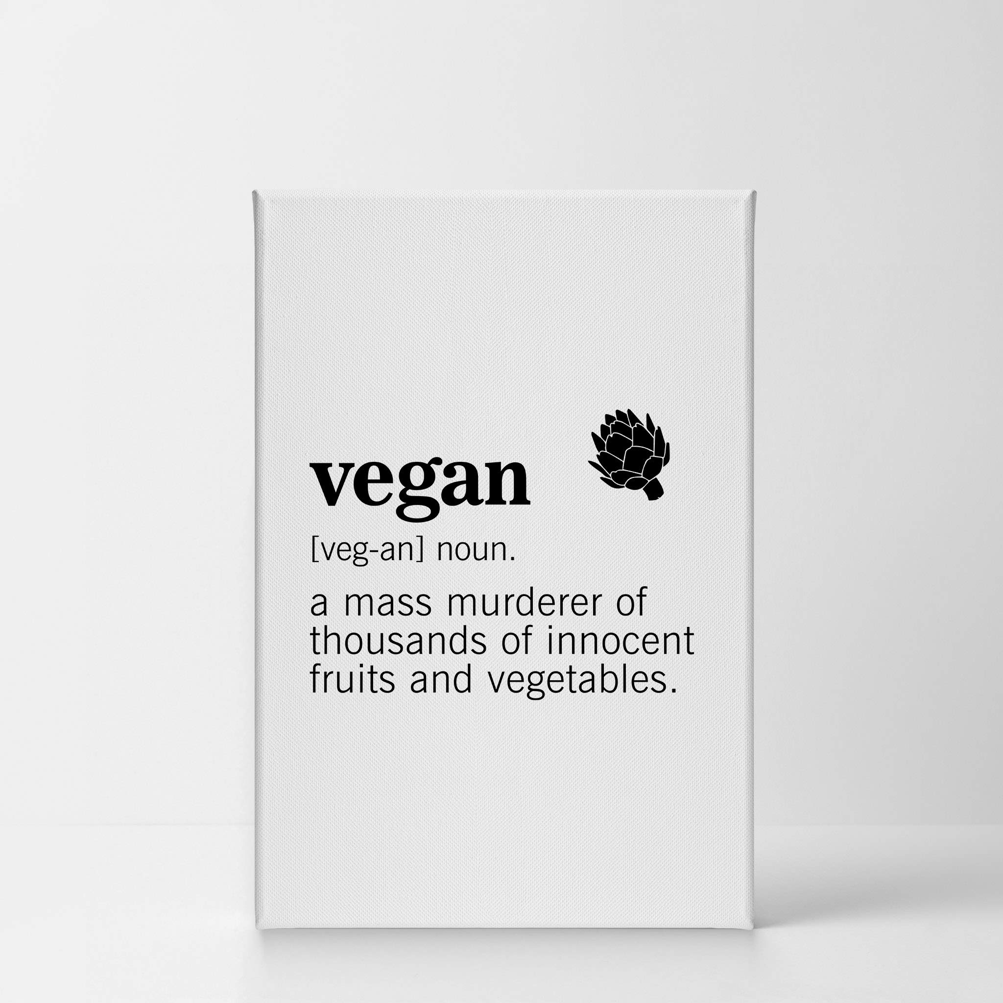 Vegan Definition Funny Quote Kitchen Canvas Wall Art Print - Ready to Hang 40x30 - Perfect for Restaurants, Cafes, Dining Rooms & Farmhouse Decor - Unique Housewarming Gift Idea