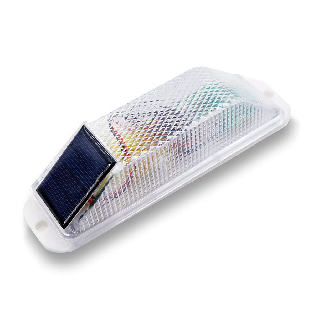 Aolyty Solar Strobe Warning Light - Super Bright LED Safety Beacon with Light Control, Waterproof for Road Construction, Traffic Barricades & Emergency Flashing Signals (White) - Ideal for Night Work Zones, Hazard Alerts & Roadside Safety