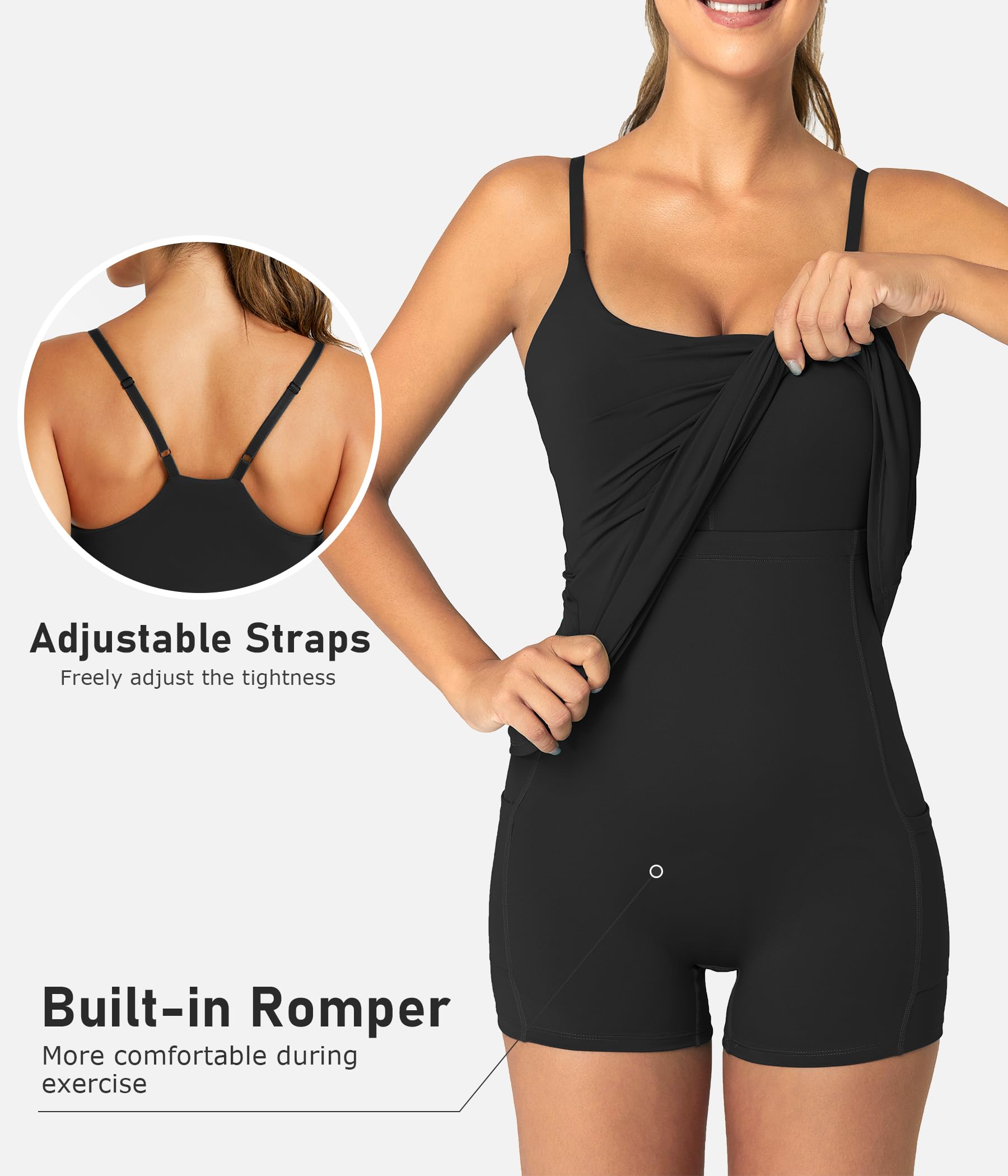Women's Athletic Tennis Dress with Built-in Bra & Shorts - Breathable Workout Dress for Running, Golf & Gym - Moisture-Wicking Exercise Dress with Pockets - Perfect for Sports & Casual Wear