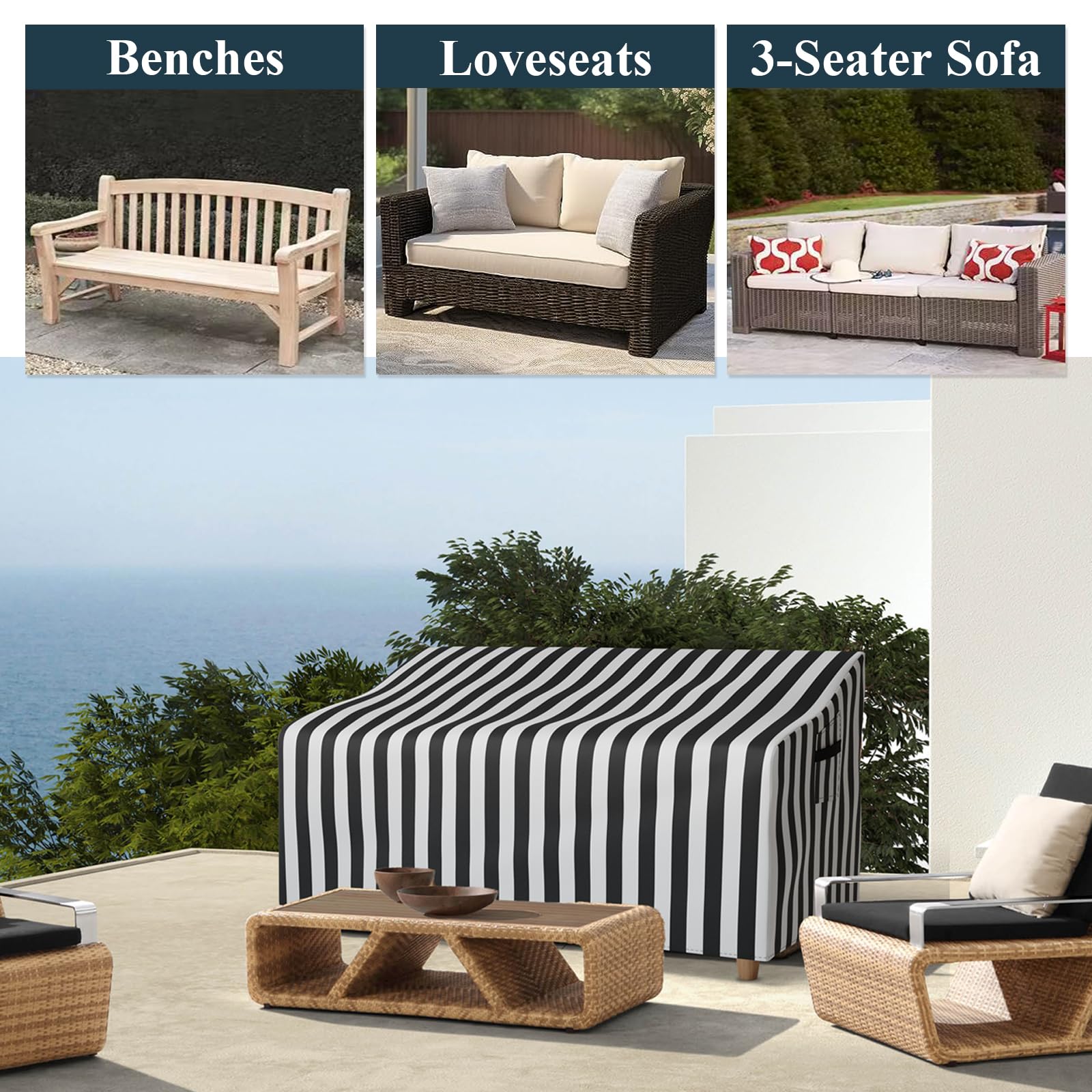 **Waterproof 3-Seater Patio Sofa Cover - Heavy Duty Outdoor Furniture Protector (88