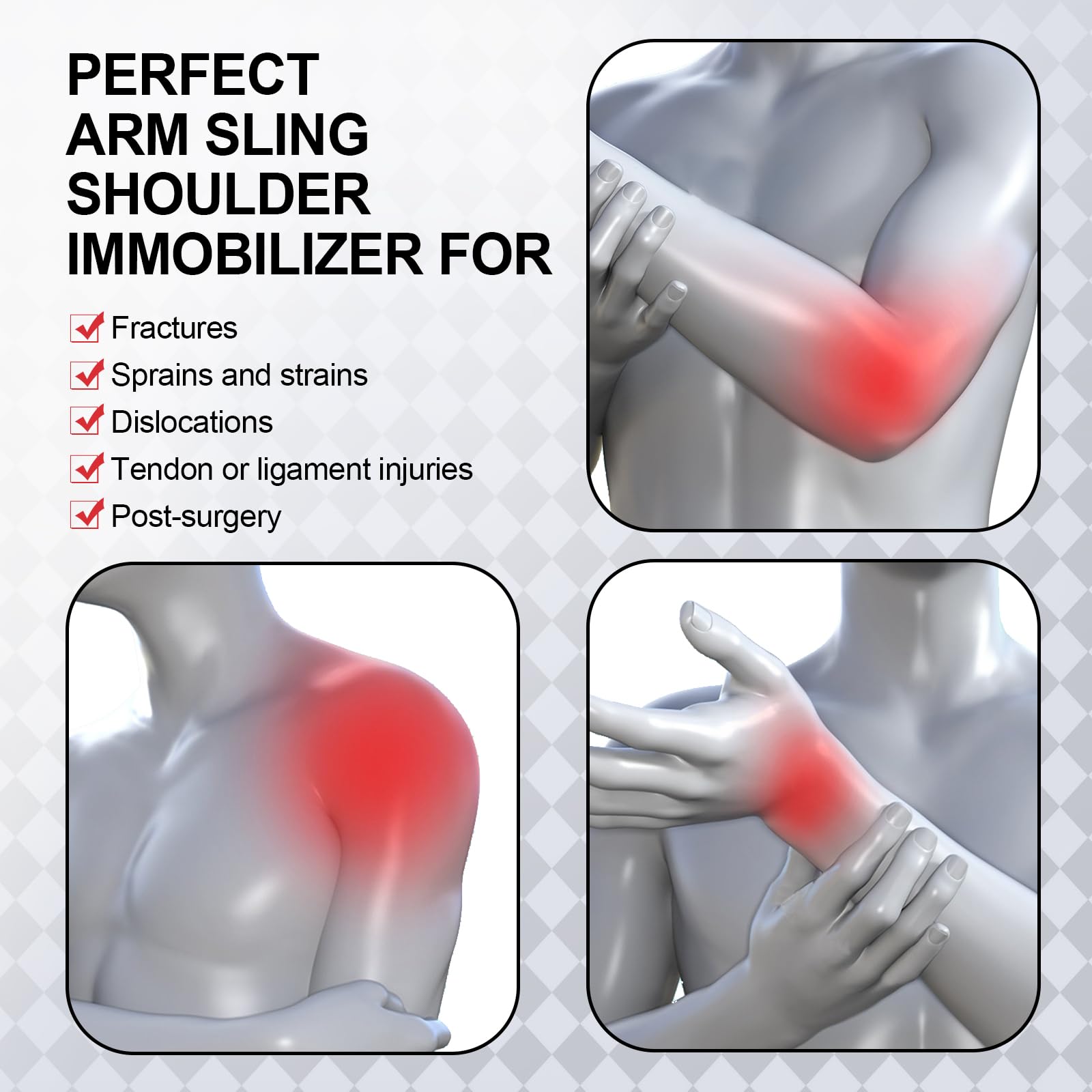 **Breathable Shoulder Sling with Waist Strap - Adjustable Arm Immobilizer for Shoulder Surgery, Rotator Cuff Tear & Wrist Injury - Left/Right Arm Support for Men & Women - Post-Surgery Recovery & Daily Comfort**    *(Ideal for post-surgery healing, sports injuries, and daily mobility support.)*