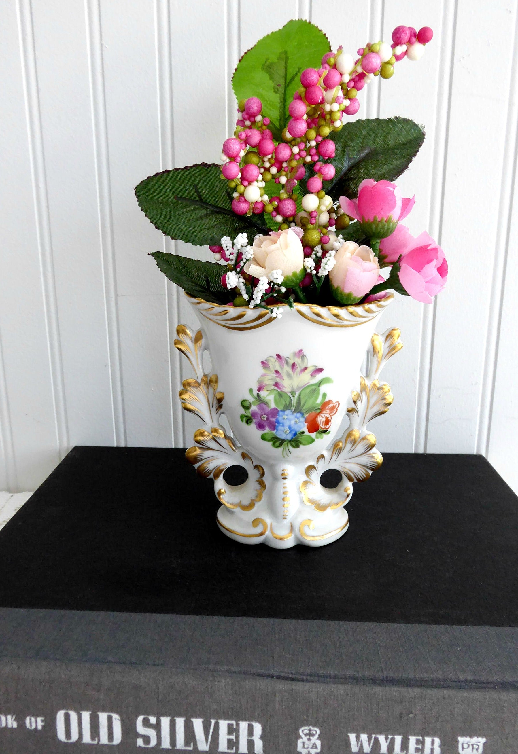 Hand Painted Herend Fischer Vase - Ornate Floral Gold Design, Vintage 1930s Hungarian Porcelain | Perfect for Home Decor, Wedding Centerpiece & Luxury Gift