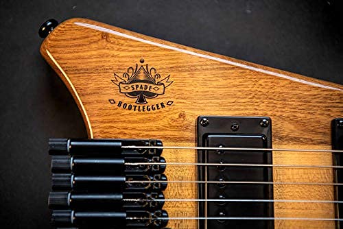 Bootlegger Guitar Spade Travel Electric Headless Guitar - Pro Series Standard Strings, Full Scale, Custom Small Travel Guitar with Stiletto Hard Case - Perfect for Recording, Gigs & Traveling Musicians