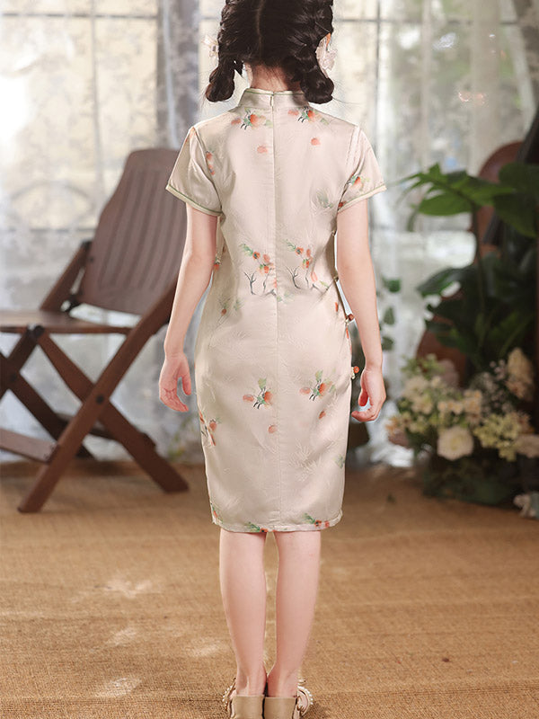 Floral Print Kids Girls Qipao Cheongsam Dress - Traditional Chinese Dress for Girls, Toddler & Baby - Perfect for Chinese New Year, Festivals & Cultural Events