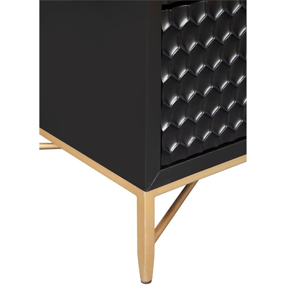 Black Wood Nightstand Set of 2 - Modern Two Drawer Bedside Table for Bedroom, Living Room & Office - Home Square Furniture