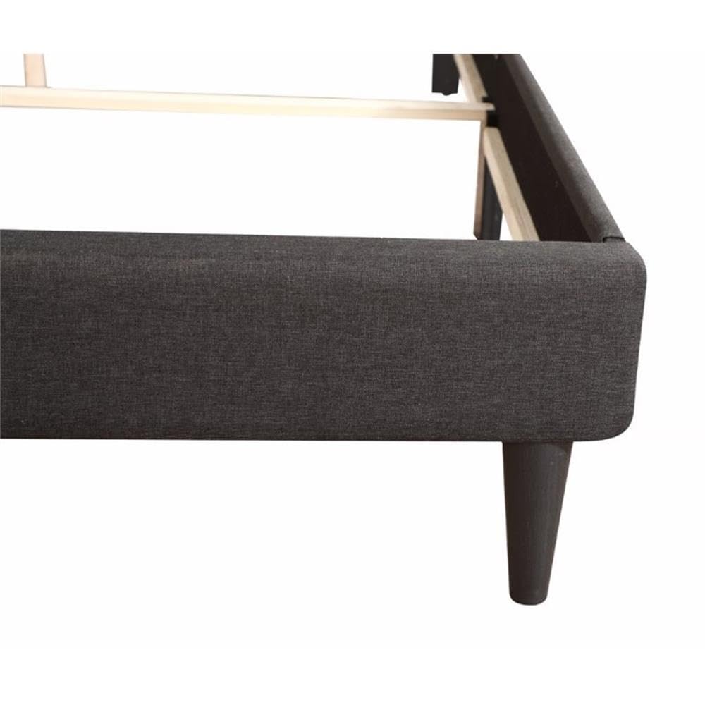 Deb Fabric Upholstered Queen Size Bed Frame in Black - Modern Upholstered Platform Bed with Headboard - Perfect for Master Bedroom, Guest Room & Apartment