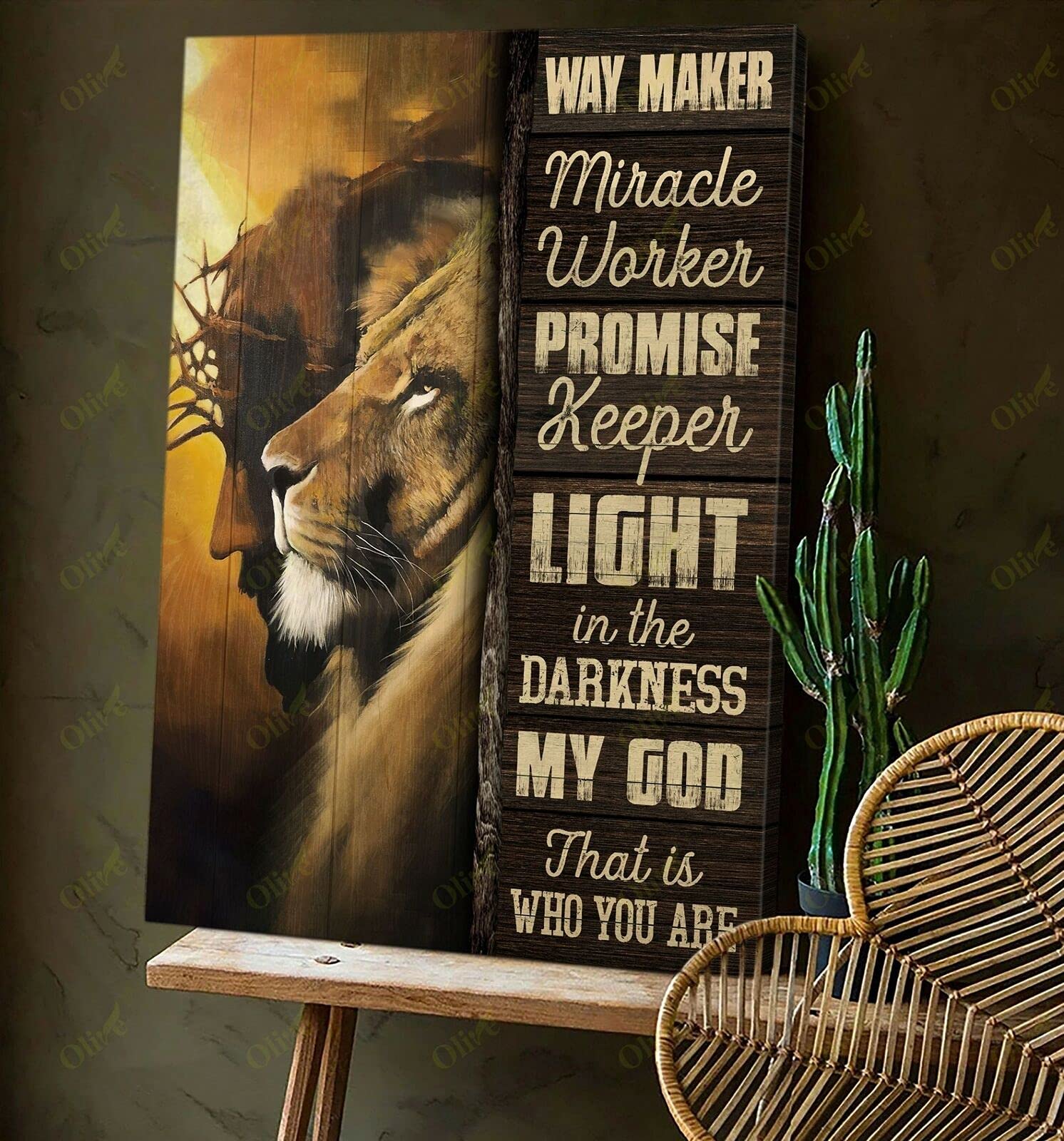 Lion Way Maker My Light in The Darkness My God That is Who You Are Poster - Inspirational Christian Wall Art (Unframed 16x24 inches) - Perfect for Home Decor, Church, Office & Gift Giving
