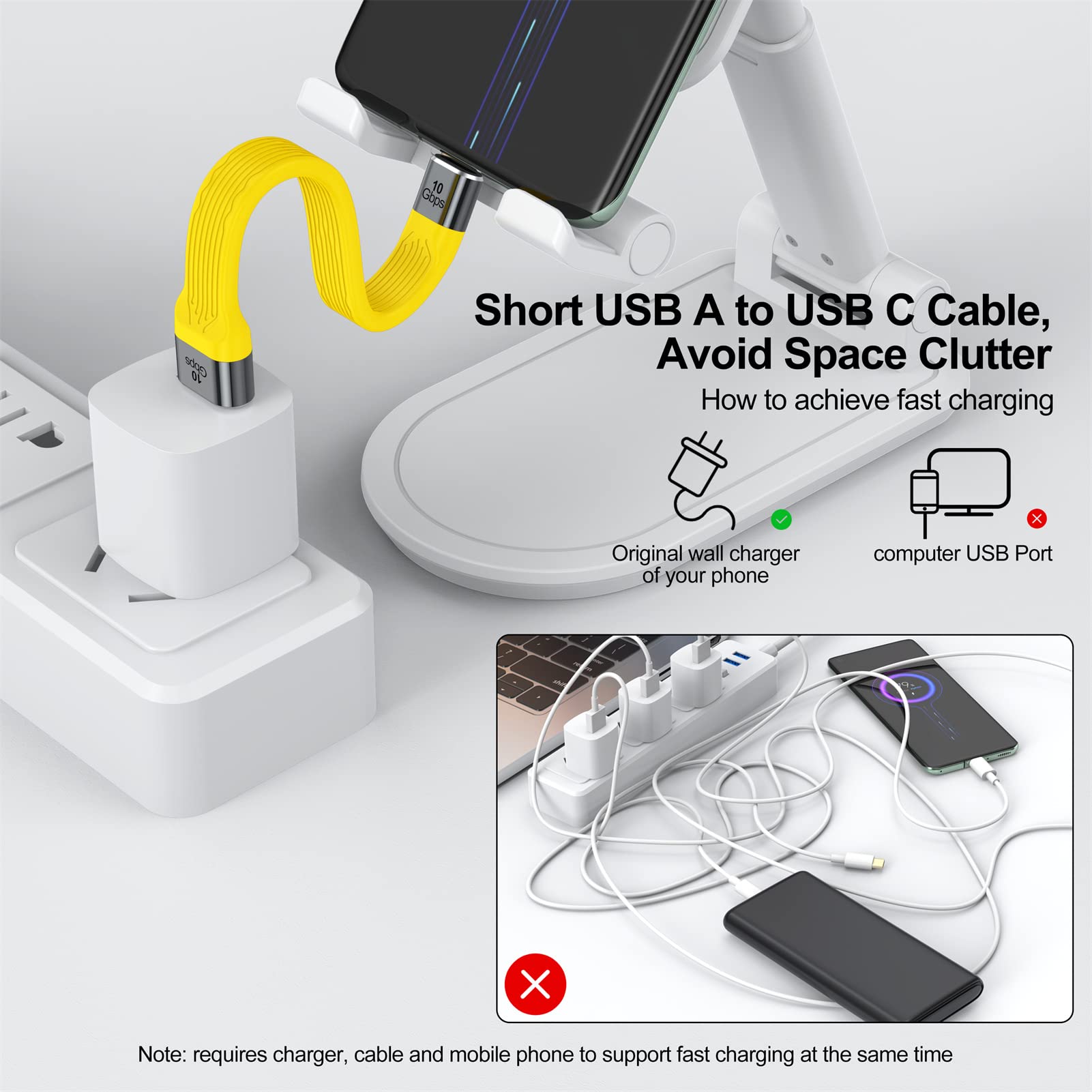 Fast USB to USB-C Cable 10Gbps 3A Charging for Samsung Pixel Laptop