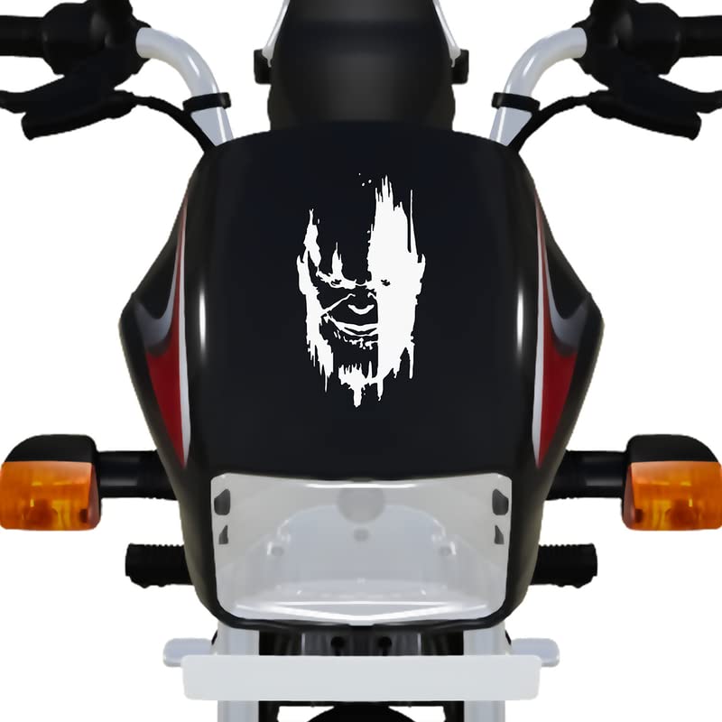 Thanos Bike Sticker for Racing Bikes, Sports Bikes, Scooters & Motorcycles - White Vinyl Decal (6x6 Inches) - Perfect for Customizing Motorcycle Helmets, Laptops & Water Bottles