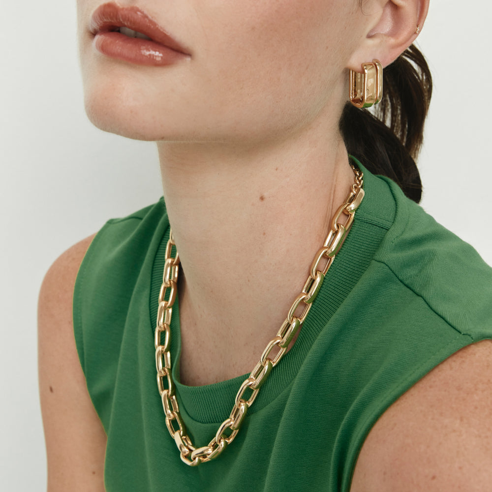Elegant Gold Maxi Paperclip Chain Necklace for Women - Perfect for Office Wear, Date Nights & Layering Jewelry