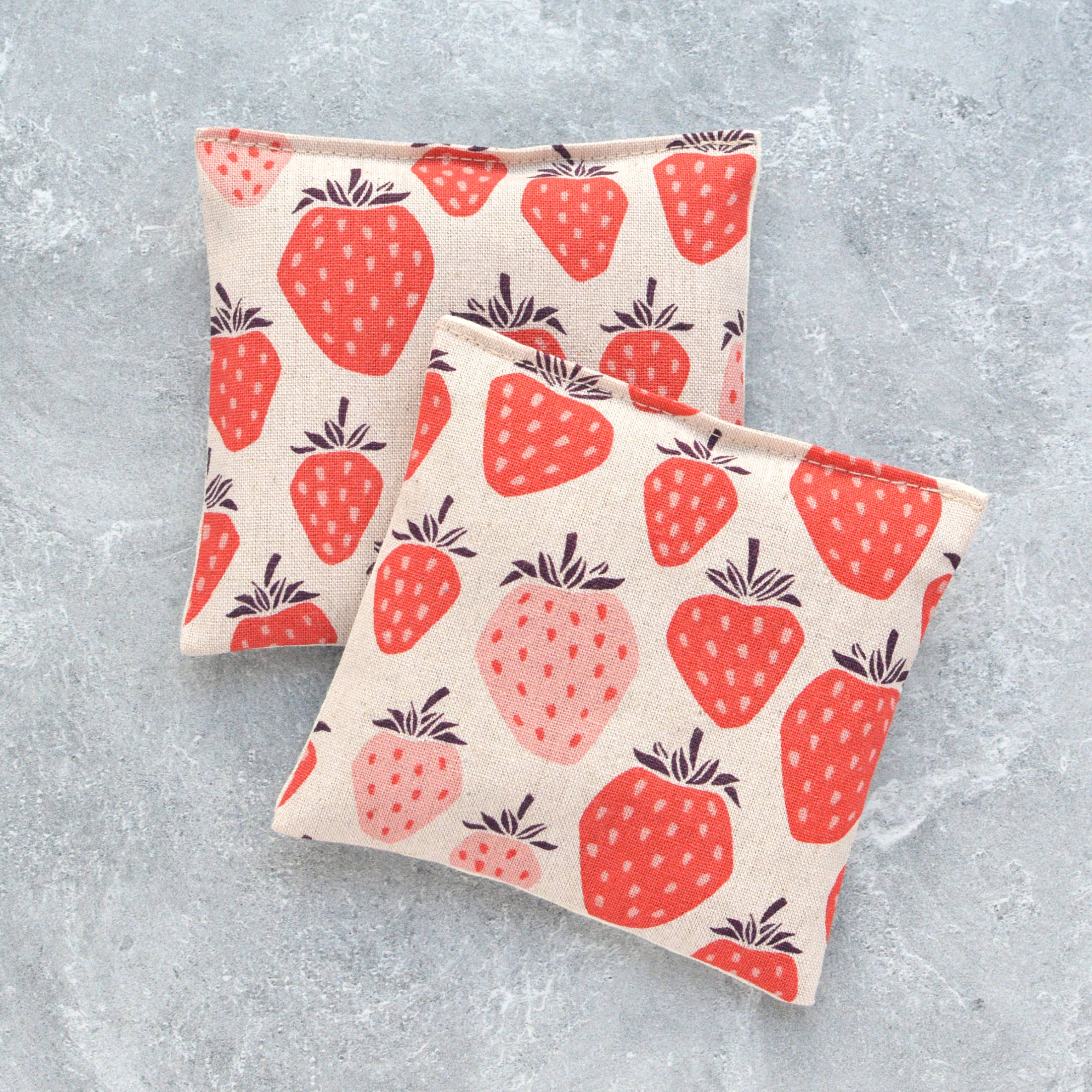 Minor Thread Lavender Sachet Bundle in Giant Strawberries Canvas Fruit - Aromatherapy Scented Bags for Drawers, Closets & Home Decor | Natural Relaxing Fragrance for Wardrobe, Car & Gift Giving