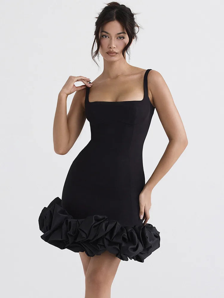 Elegant Black Sexy Mini Dress for Women - Spaghetti Strap Backless Bodycon Sundress for Club, Party & Summer Outfits | Perfect for Night Out, Beach Vacation & Date Night