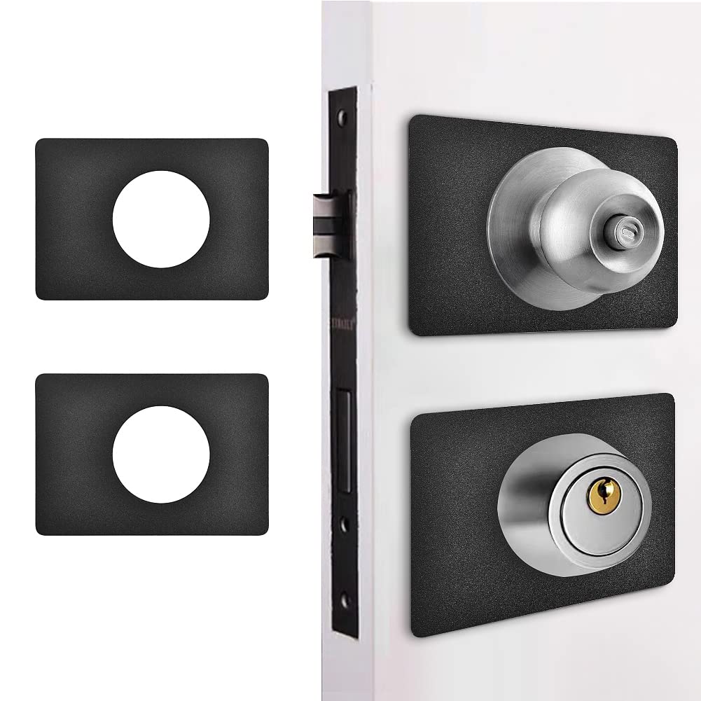 Matte Black Door Knob Reinforcement Plate - 2PCS Kit for Secure Locking