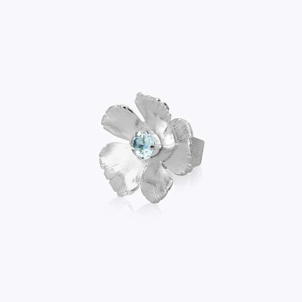 Aquamarine Anemone Ring - Elegant Ocean-Inspired Jewelry for Women | Perfect for Beach Weddings, Boho Fashion & Gift Giving