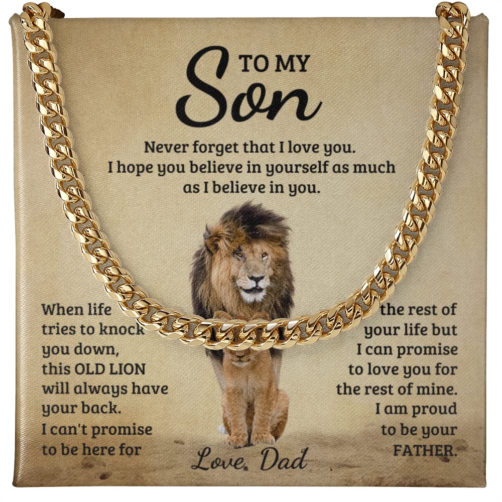 Son's Cuban Link Chain Necklace Gift - Birthday Graduation Christmas Present from Mom & Dad for Special Occasions
