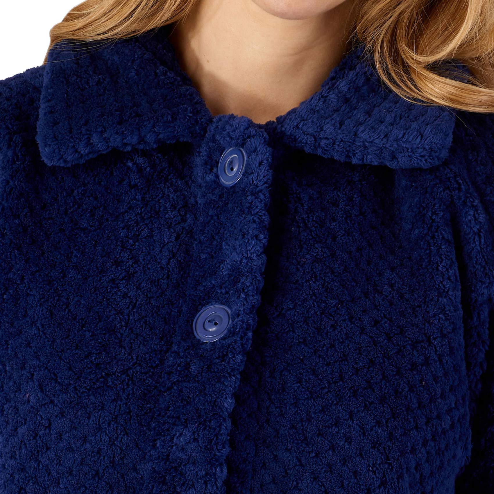 Slenderella Women's Soft Waffle Fleece Robe - Cozy Button Up House Coat with Collar for Lounge, Sleep & Relaxation at Home