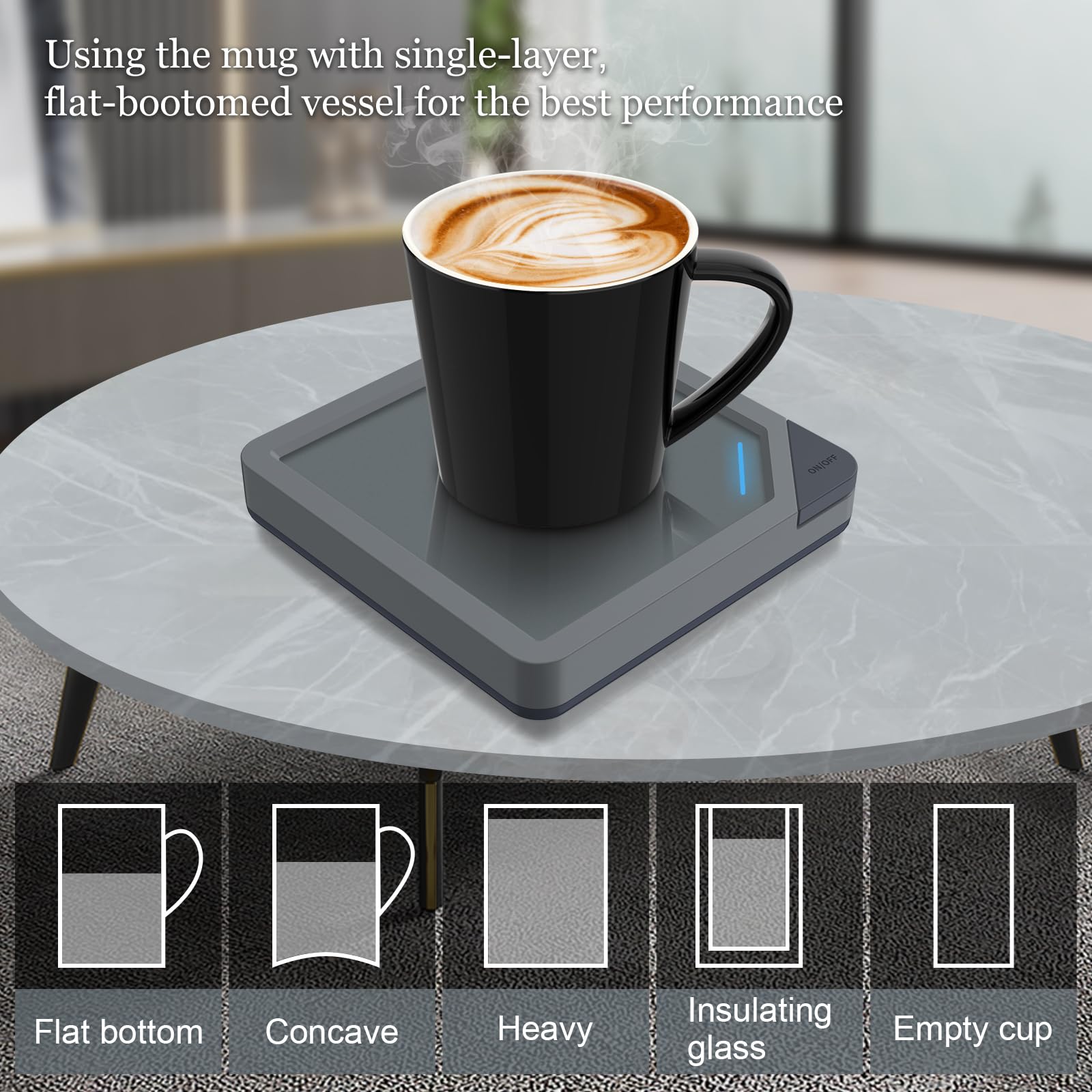 USB Coffee Mug Warmer with Auto Shut Off - Smart Electric Coffee Cup Heater for Desk, Home & Office - Perfect for Keeping Coffee, Tea & Hot Beverages Warm (Gray Set)
