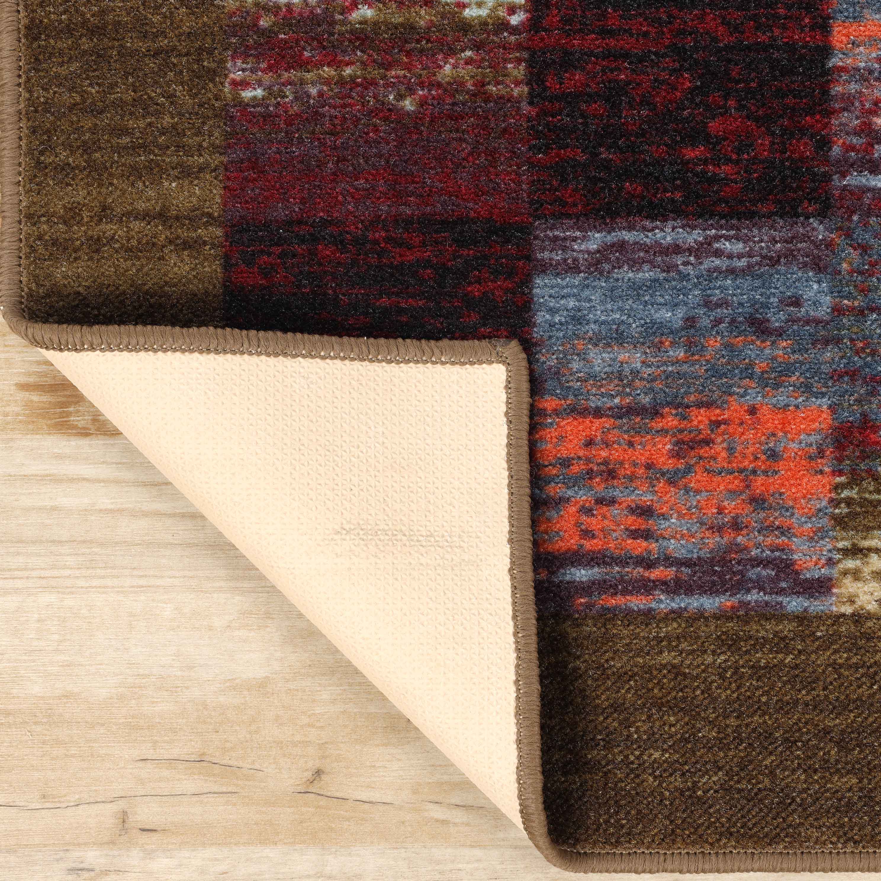 Lockwood Color Block Non-Slip Washable Indoor Area Rug or Runner - Perfect for Living Room, Bedroom, Entryway & High Traffic Areas