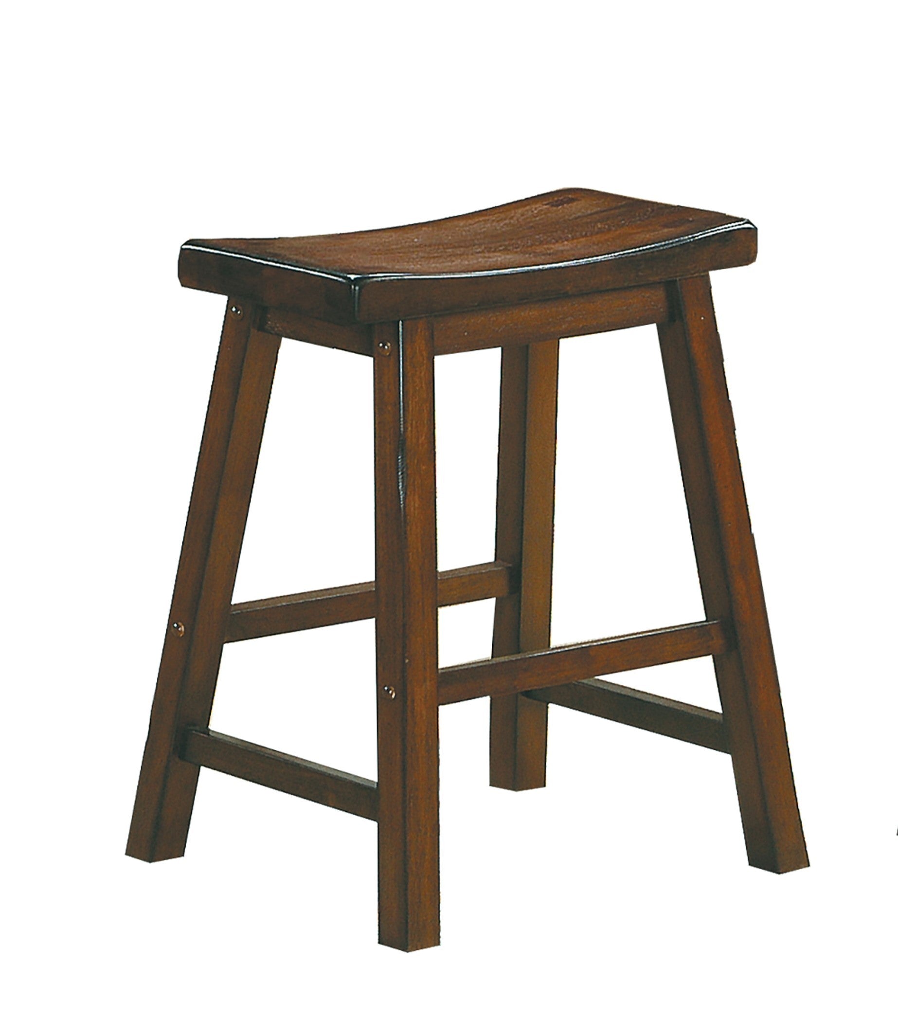18 Inch Solid Wood Saddle Seat Bar Stools Set of 2 - Cherry Finish Counter Height Stools for Kitchen Island, Breakfast Nook & Casual Dining - Rustic Home Furniture