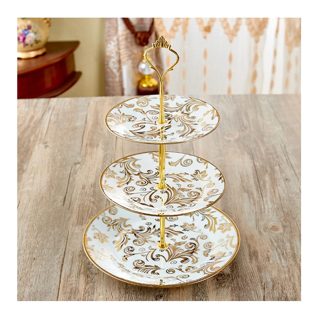 3-Tier Ceramic Fruit Plate - Elegant Light Luxury Dessert Stand for Living Room, Afternoon Tea, Snacks & Dried Fruits | Multi-Layer Serving Tray for Kitchen, Dining & Party Decor