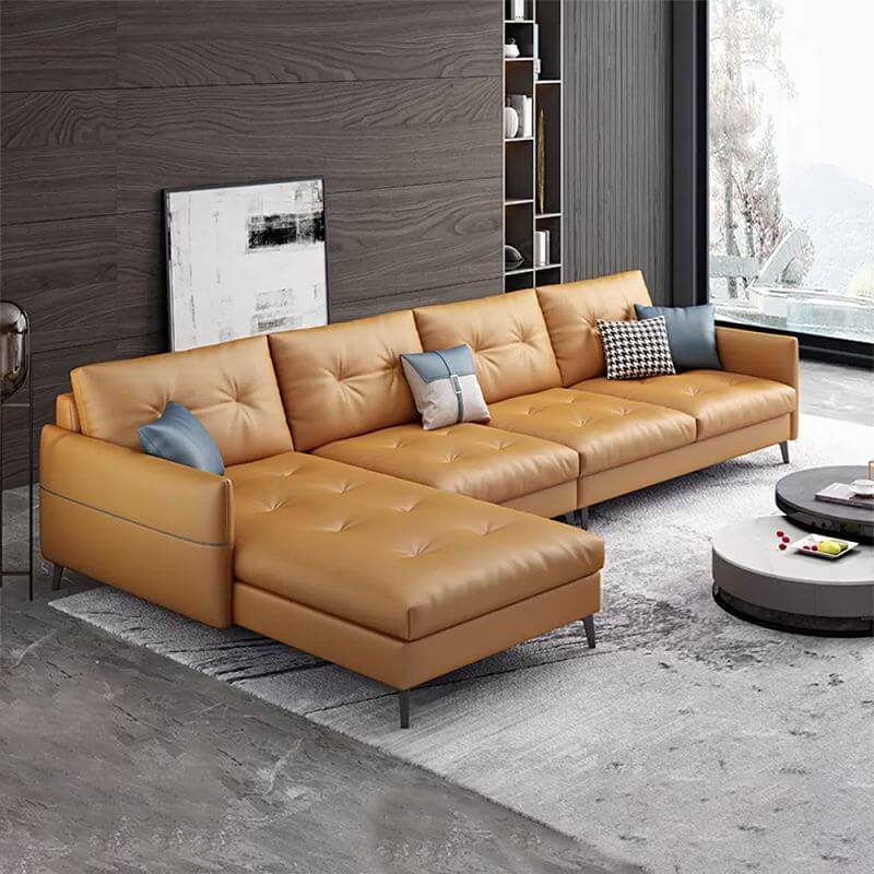 Premium Stain-Resistant Sectional Sofa with Tufted Split Back - Perfect for Living Room, Lounge & Family Gatherings
