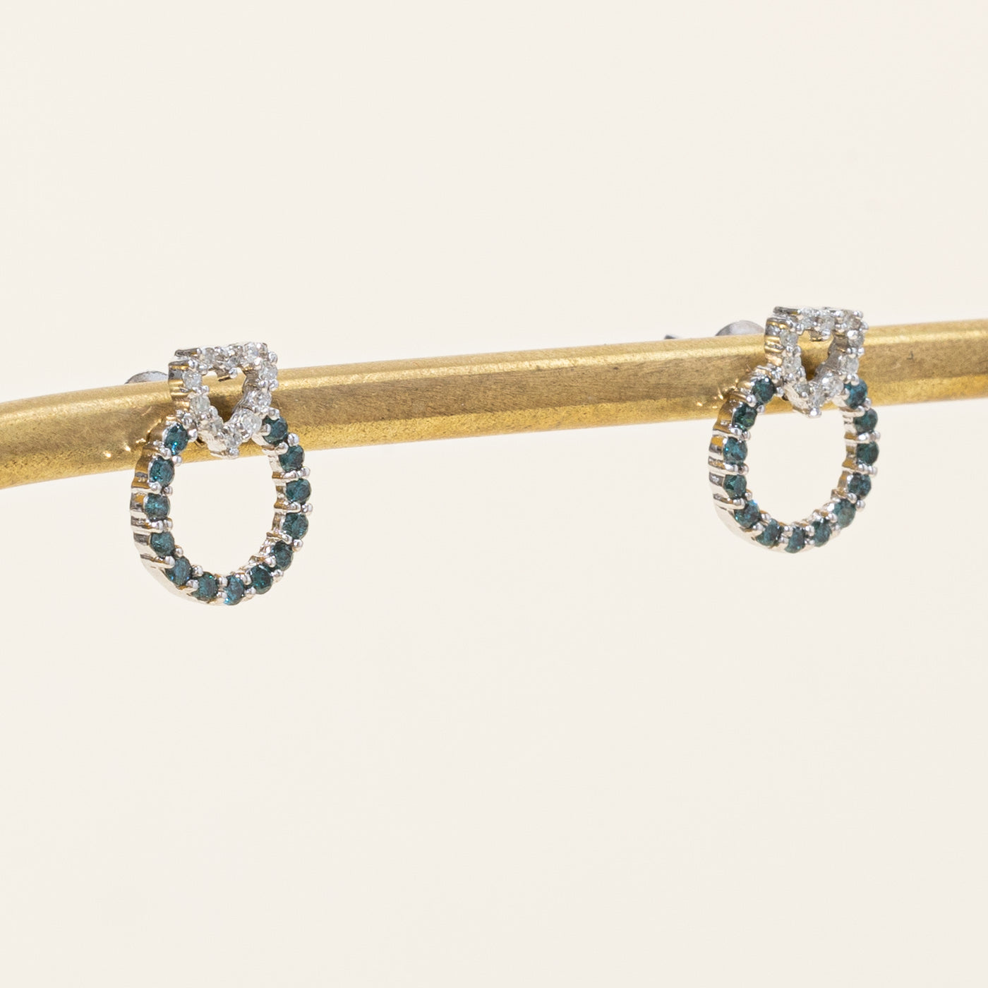 Blue & White Diamond Stud Earrings | 0.26ctw Total Weight | 0.10ctw per Earring | 14K White Gold | Elegant Jewelry Gift for Women | Perfect for Weddings, Anniversaries & Special Occasions