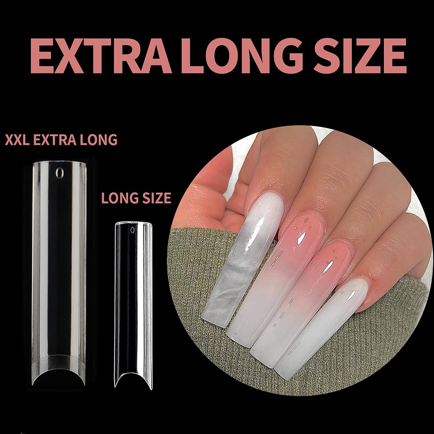 UNA GELLA XXL Square Nail Tips 120 PCS - Extra Long Straight Fake Nails for Acrylic & Gel, No C Curve, No Trace, DIY Home Manicure Kit with Storage Box | Perfect for Salon Professionals & At-Home Nail Art