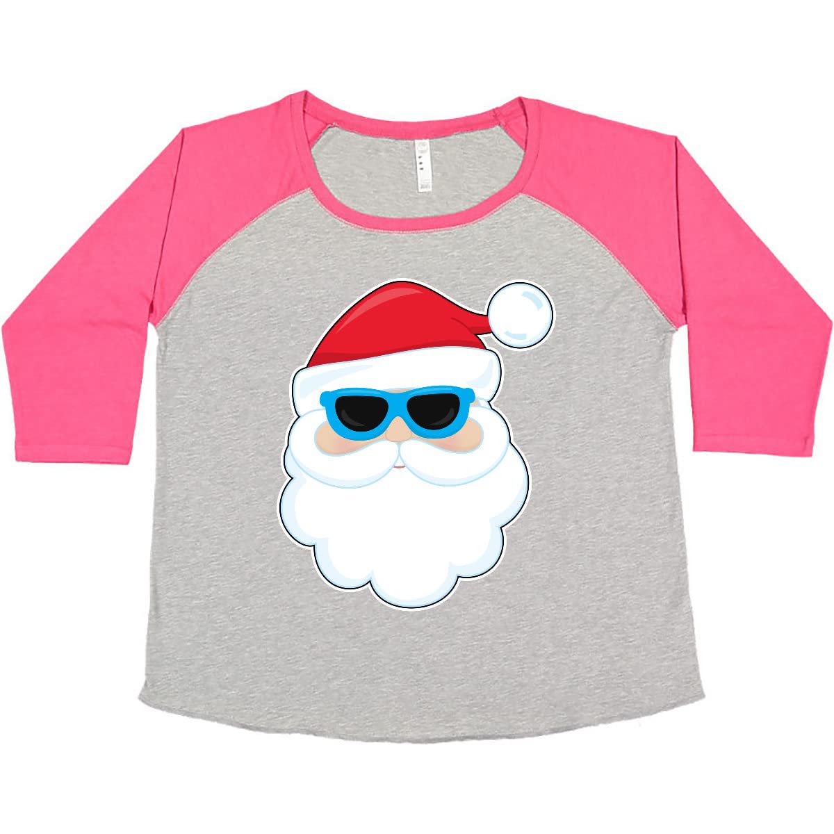 Inktastic Santa Head with Sunglasses Women's Plus Size Graphic T-Shirt - Funny Christmas Holiday Gift for Women, Casual Wear & Party Outfit